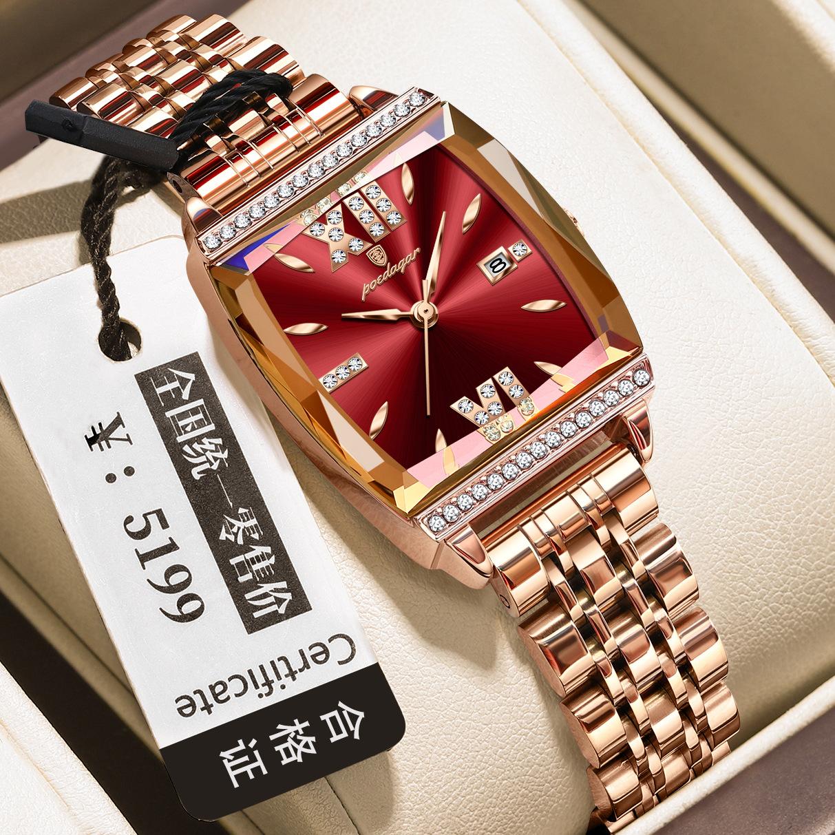 

POEDAGAR National Top Swiss Brand Luxury Women s Quartz Watch Waterproof Fashion Female Wristwatch P795Rose gold and burgund