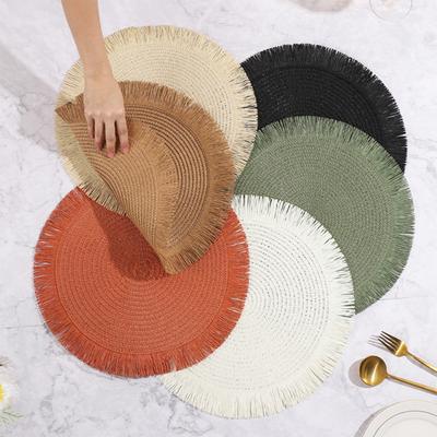 Geflochtene Runde Platzsets Gewebte Quasten Tischsets für Küche Esszimmer Hitzebeständig