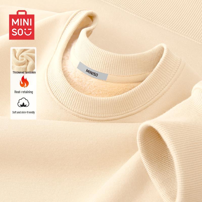 MINISO Men's Lamb Fleece Lined Round Neck Sweatshirt
