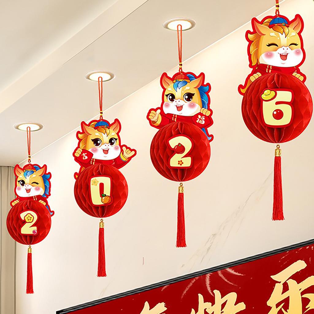 10/4pcs Red Lanterns Decoration Chinese New Year Hanging Ornaments Spring Festival Decoration Year of The Horse Accessories