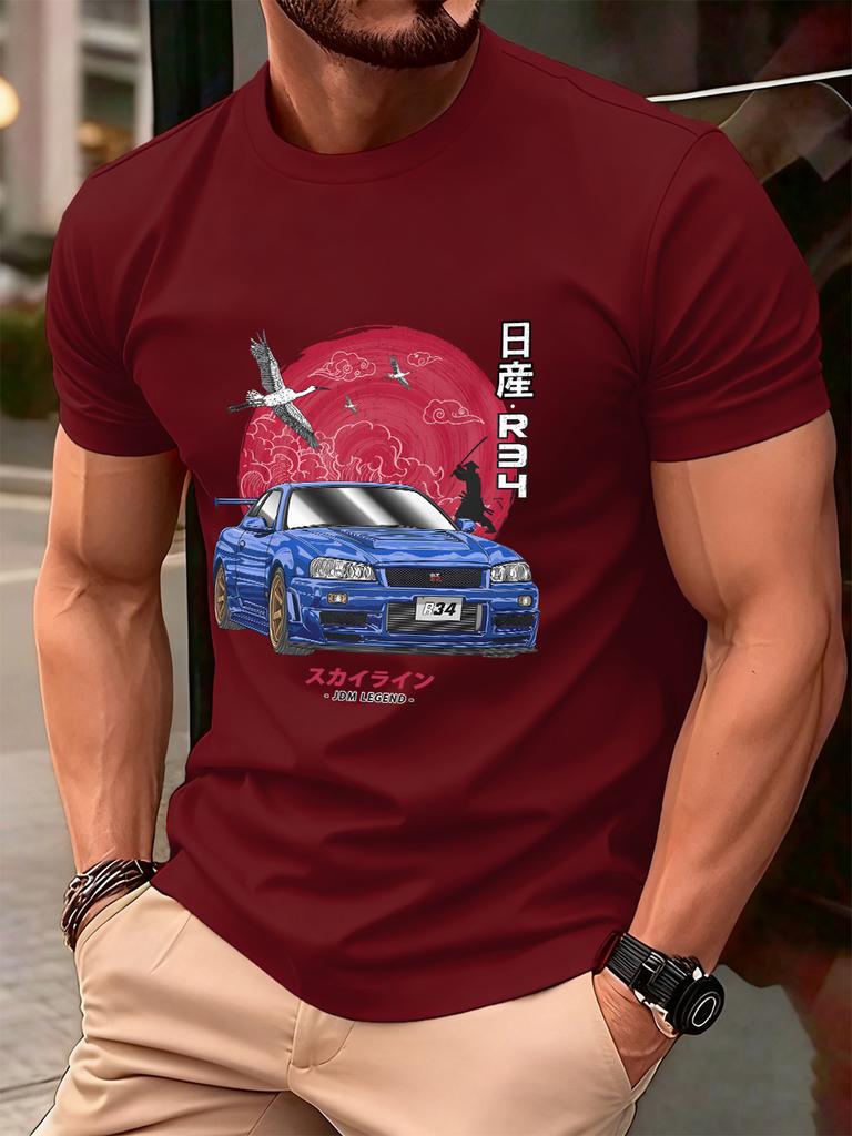 Nippon Jdm Skyline Gtr R34 Prints Cotton TShirts Mens Summer Soft T Shirt Oversized ONeck Short Sleeve Tops Basic Male Clothes