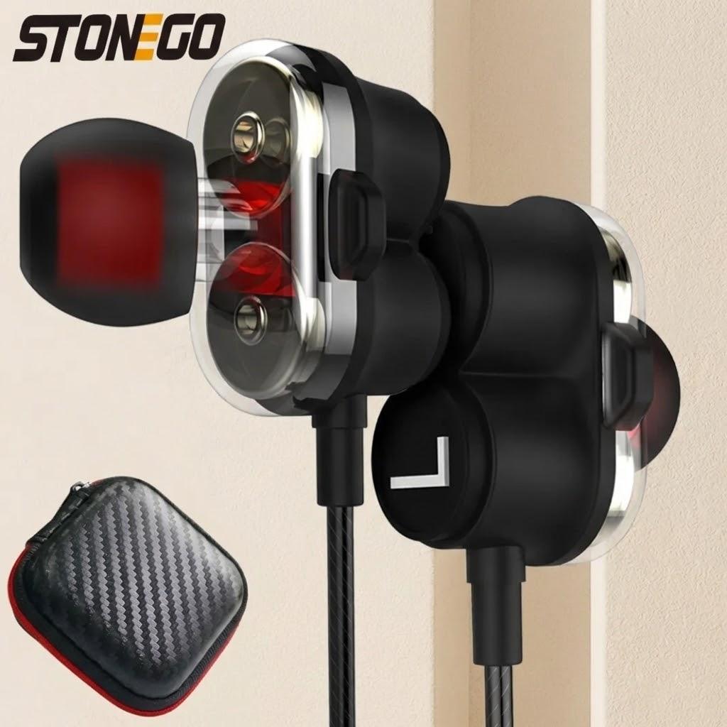 

Dual Driver In-Ear Earbuds 3.5mm Jack Sports Dynamic Headphones Extra Stereo Bass Hands-Free Microphone чорний