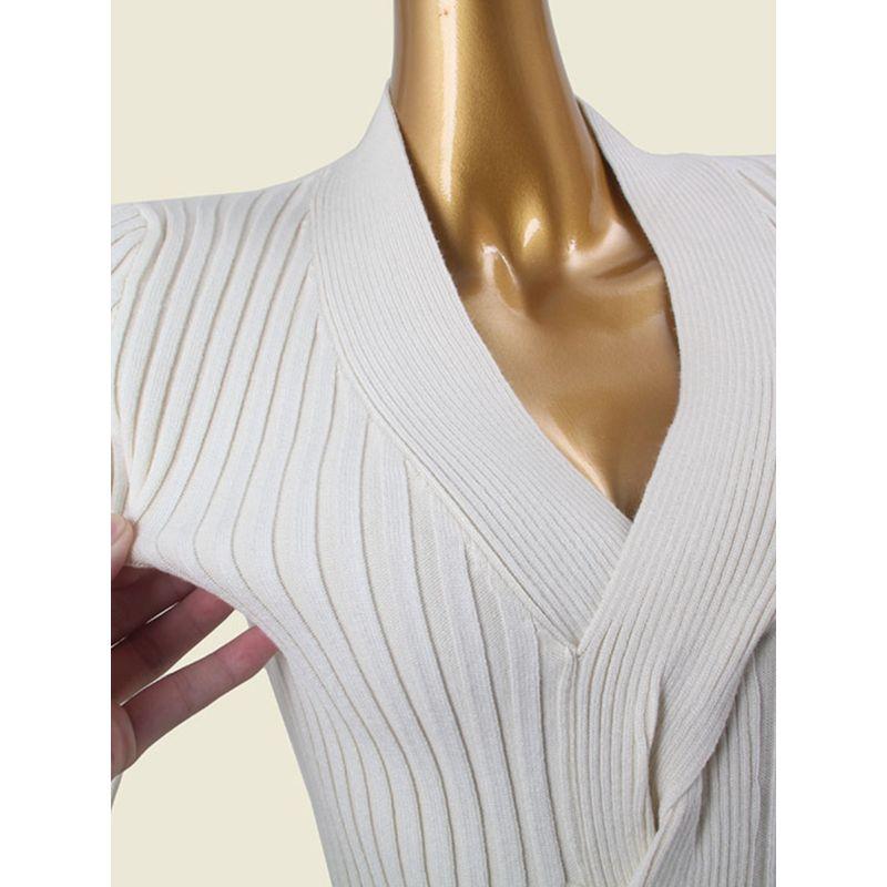 French Style Chic Cross V-neck Dress Autumn High-Grade Slim Fit Slimming Sexy Split Foreign Trade Hip Skirt