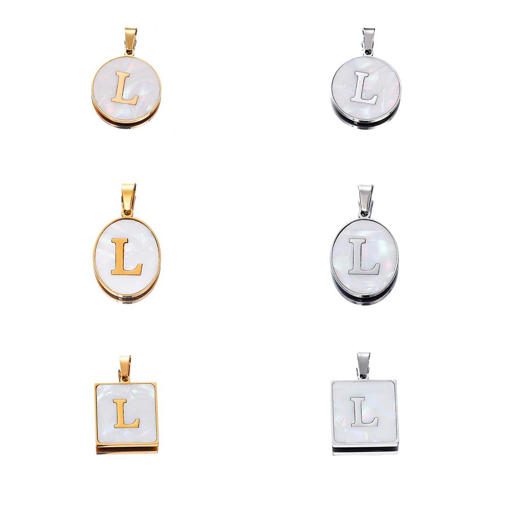 1Pcs Stainless Steel With Pinch Bail Clasps Imitation Pearl Letter Charms Pendant For Necklace DIY Jewelry Making Accessories