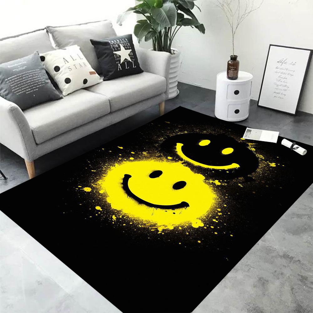 3D Graffiti Smiley Face Area Rug Carpet Rug for Living Room Bedroom Sofa Doormat Decoration Kid Play Non-slip Floor Mat