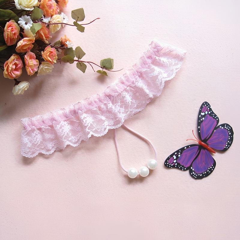 Sexy Women's Passionate Open-Crotch Seductive Pearl Thong Panty Set