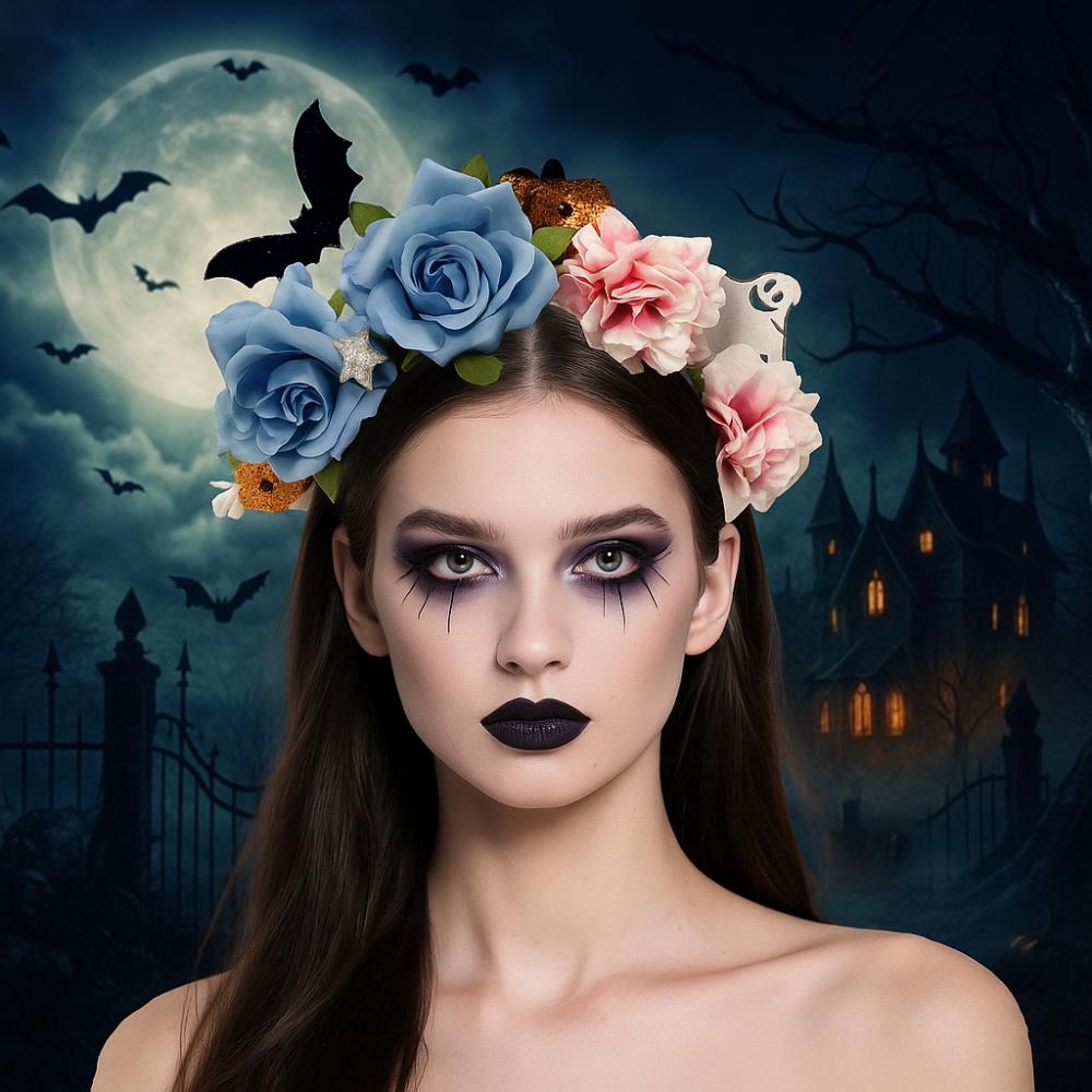 Simulation Bat Halloween Hair Hoop Exaggerated Gothic Flower Hairband  Photography Props