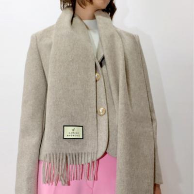 DAMAGE MNEMONIC 100% Wool Beige Muffler