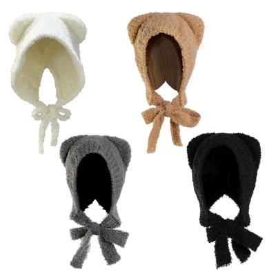 Cartoon Beanie Hat Warm Bucket Hat Cute Ear Protective Cap Cold Weather Bonnet