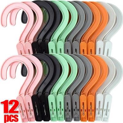 1-12PCS Clothes Pegs Windproof Anti-slip Drying Clip Travel Towels Hanger Laundry Clip Hanging Hooks Socks Clips Holder Peg
