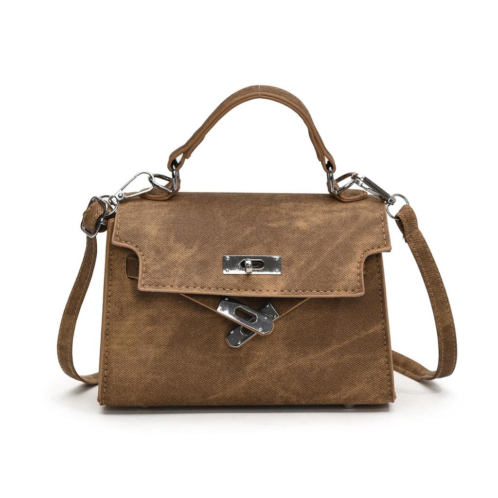 2026 Large-Capacity Retro Crossbody Small Square Bag with Lock Closure