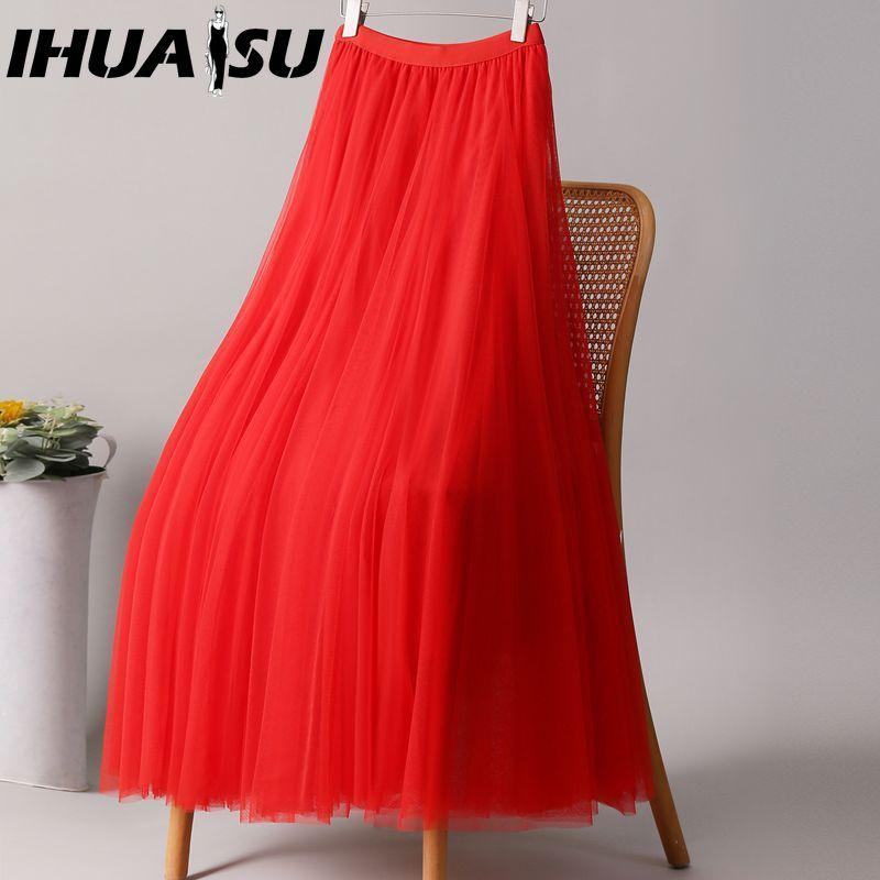 

IHUASU 28 кольорів Жіноча модна повсякденна літня весняна спідниця XL червоний