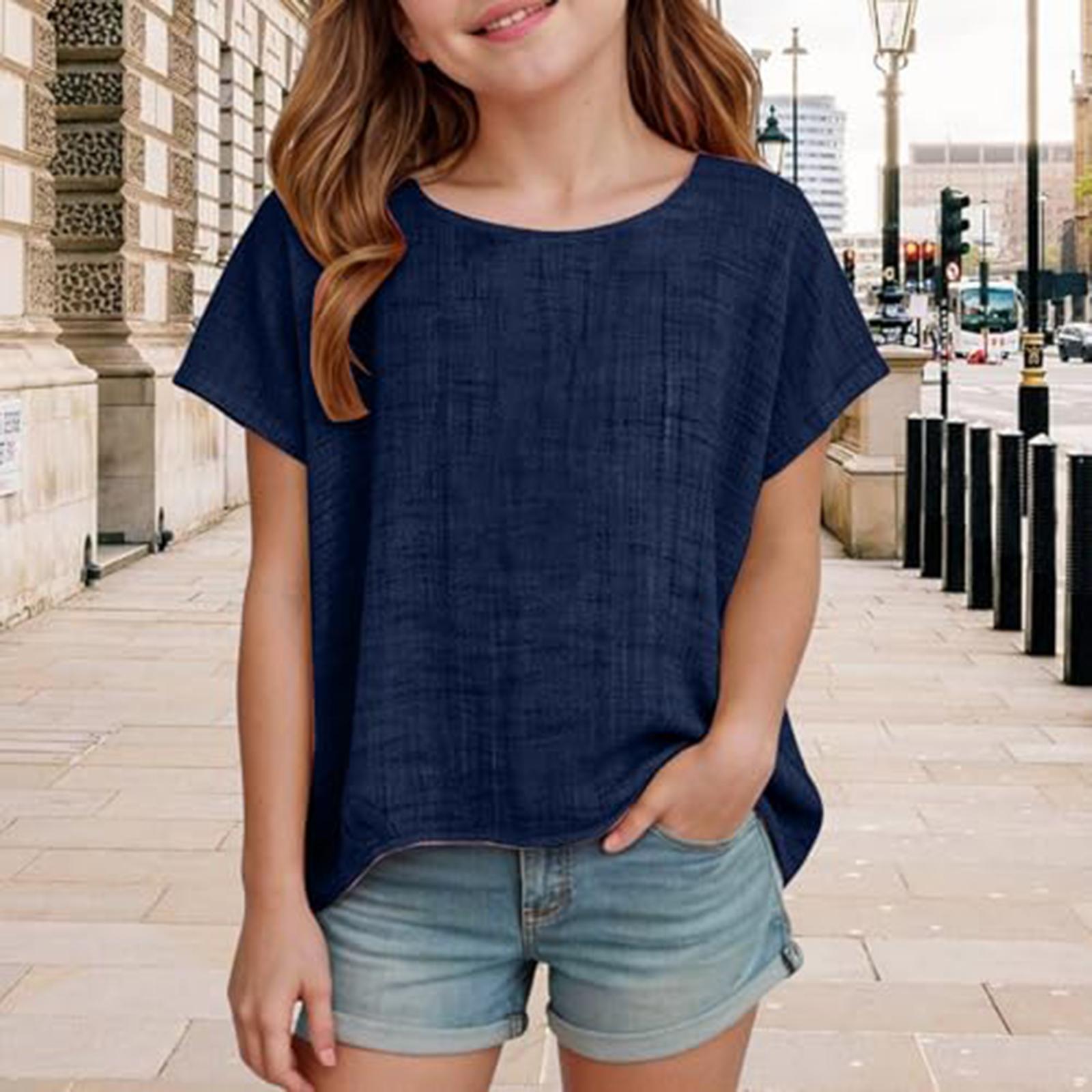 

Kid Patriotic Outfit - Short Sleeve Top For Girl 130 тёмно-синий