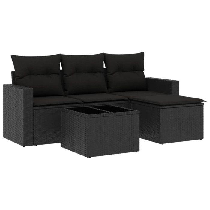 VidaXL Garden Lounge Set 5 Pcs with Cushions Black Wicker 3251212