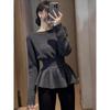 French Waist Primer Sweater Women's Autumn and Winter Large Size Fat Mm Thin and Meat-covering Design Ruffle Edge Knitted Sweater Top