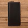 Brand Designer Retro Real Leather Wallet Male Business Casual With Double Zipper Cow Skin Crazy Horse Wallet With Wristlet