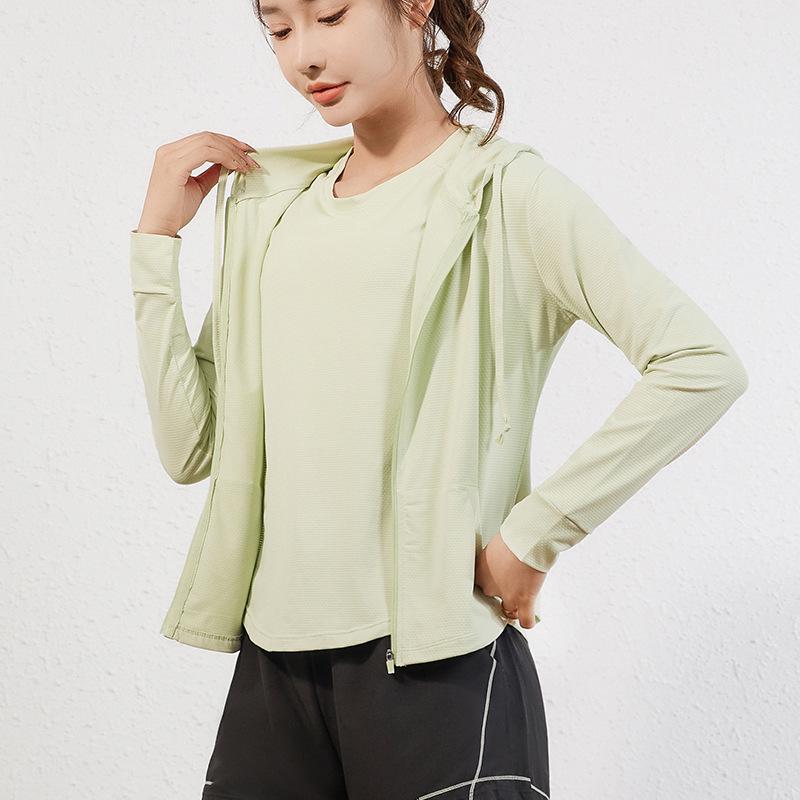 Korean Style Long Sleeve Hooded Sports Jacket - Slimming, Breathable, Quick-Dry for Yoga and Running