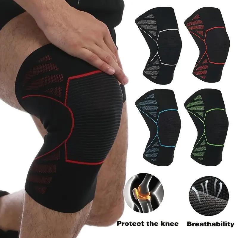 Four-sided Elastic Three-dimensional Knitting Sports Breathable Knee Pads Basketball Running Leggings Outdoor Mountaineering Riding Knitted Knee Pads