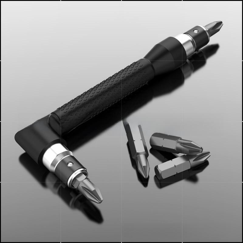 L-Type 1/4 Hexagonal 90-Degree Double-Headed Screwdriver Bit with Black Handle and 6.35 Wrench Tool
