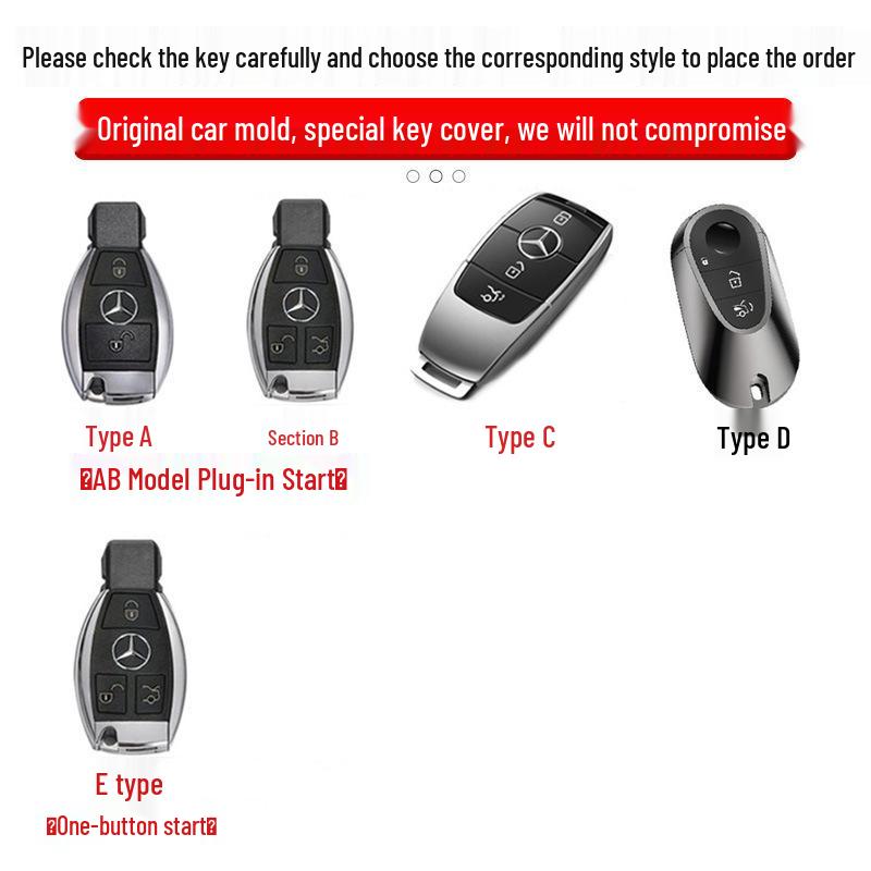 Mercedes Men's Key Case Protective Cover for E300L, C260L, A200L, GLC300L, GLA, and GLE models.