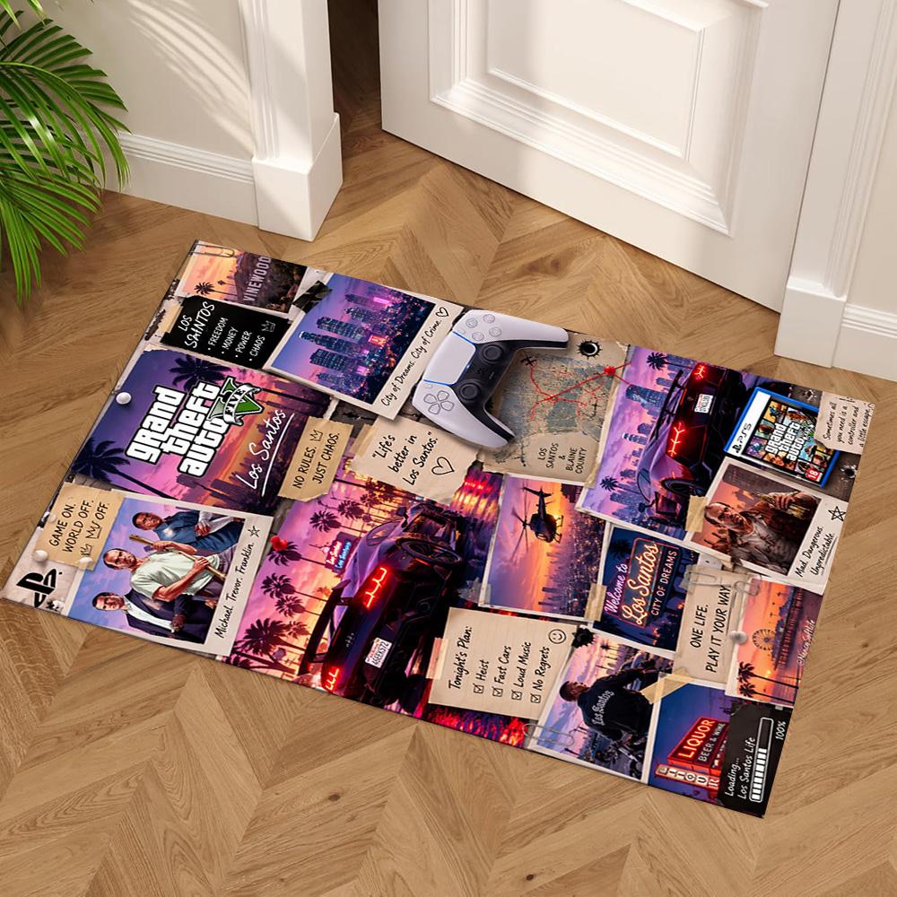 Grand Theft Auto Floor Rug Office Rug Design for Living Rooms Dining Room Bedrooms Playrooms Antislip Carpet Anime Office Decor