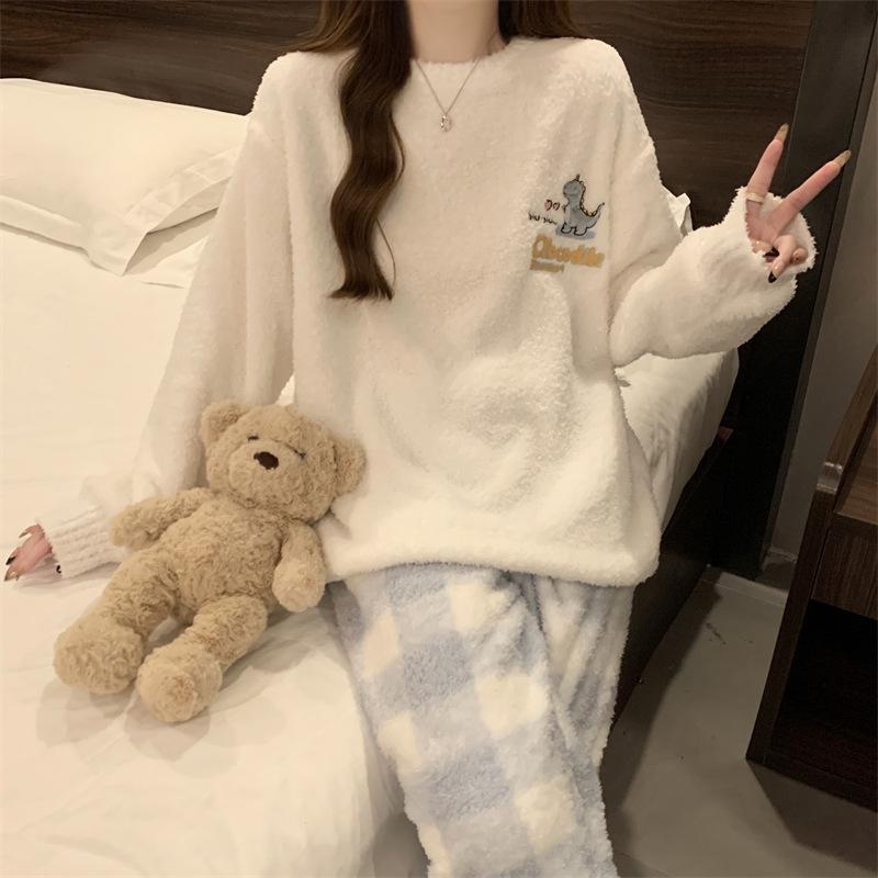 Dámská útulná fleecová zimní pyžamová souprava - Měkká, silná a hřejivá