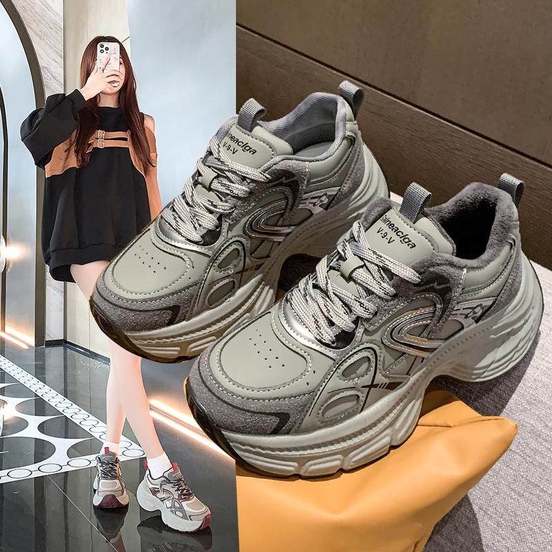Fashion Casual Fashion Lace Up Sneakers Women's Thick Sole Walking Designer Luxury Warm Women's Shoes Zapatos De Mujer Platform Sneakers