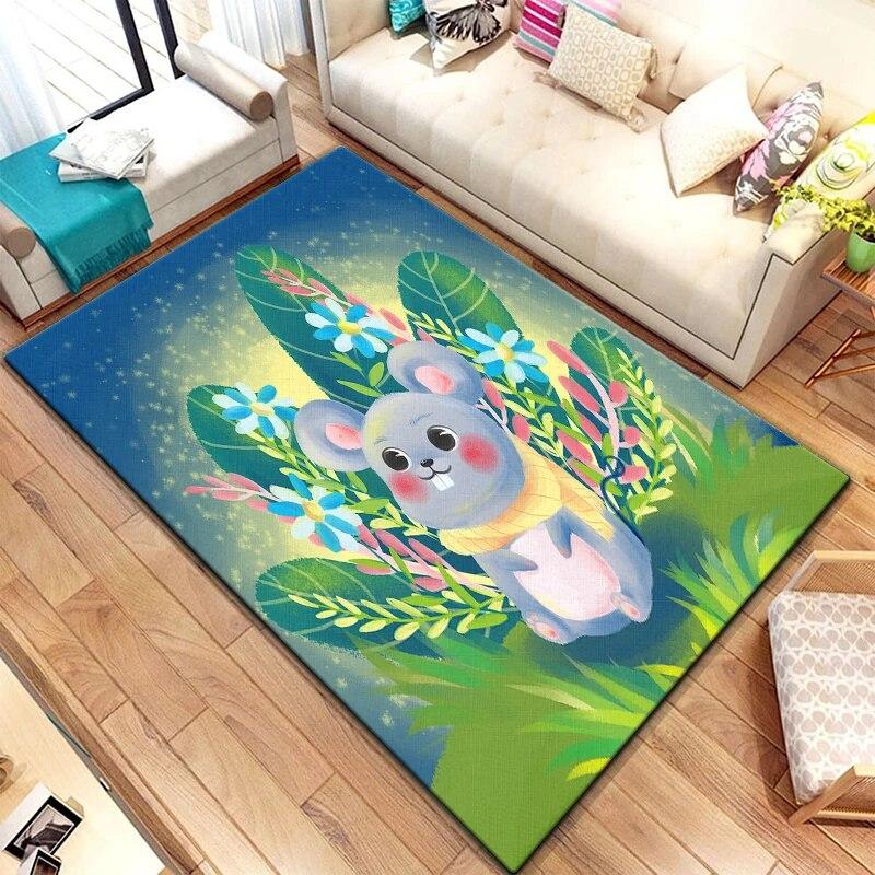 Zwölf chinesische Sternzeichen-Tiere malen Teppich für Wohnzimmer, großer Teppich, schwarzer weicher Teppich, Heimdekoration, Matten, Boho-Teppiche