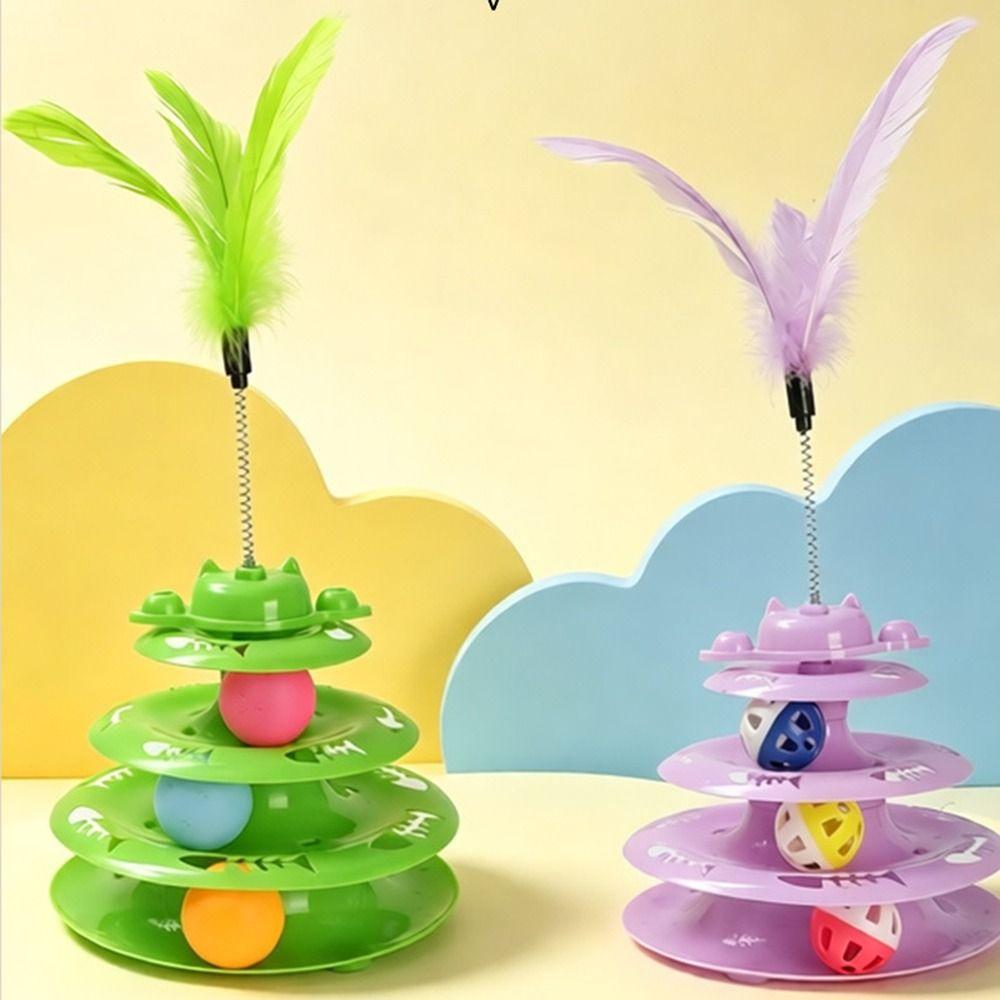 Anti Slip Base Cat Turntable Toy Multi Layer Spring Wand Toy Flexibility Interactive Cat Toy  Home