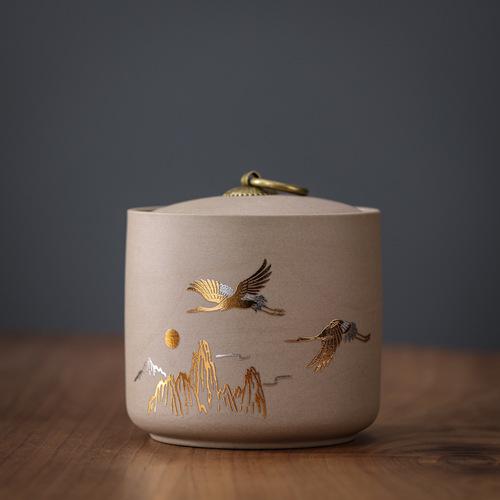 Creative Ceramic Storage Jar Purple Clay Storage Tea Jar Moistureproof Home Candy Nut Sealed Box Food Storage Container Gift New
