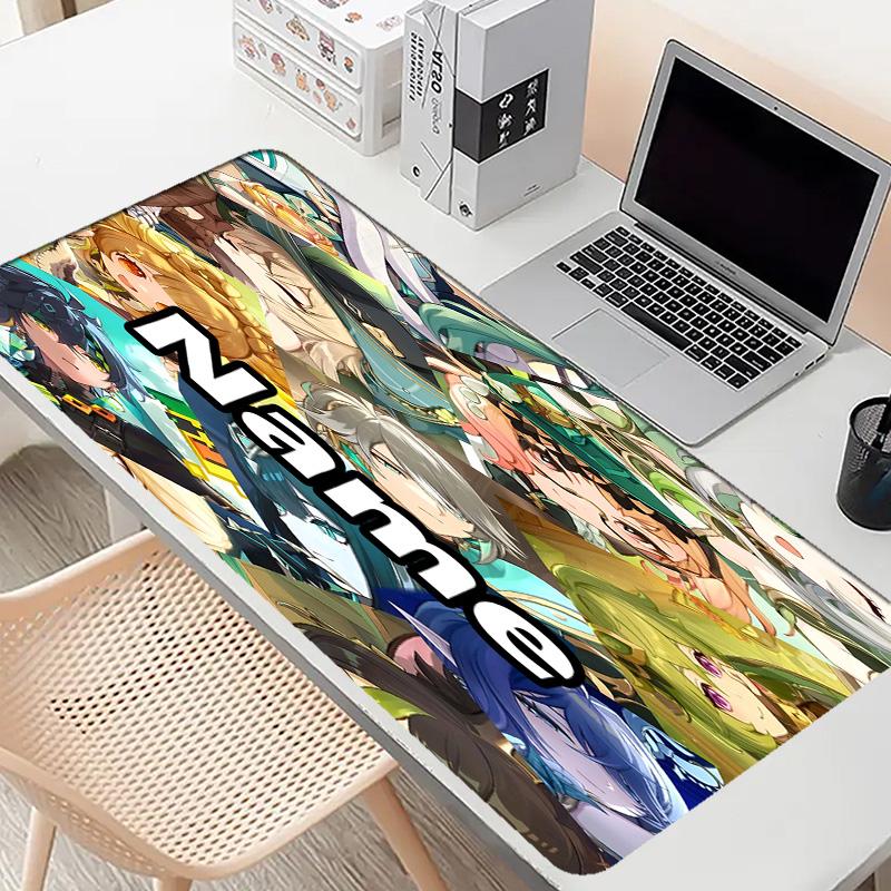 Custom Name Personalized Genshin Impact Pattern Mousepad, Laptop PC Desk Mat, Decorative Desk Mat for Home Keyboard Pad Gift