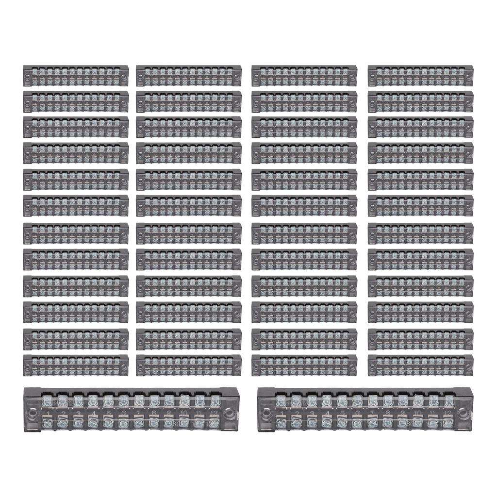 50 Terminal Blocks 15A 600V 12 Sections Connection Good Electrical Conductivity Wire Connectors for Distribution Box