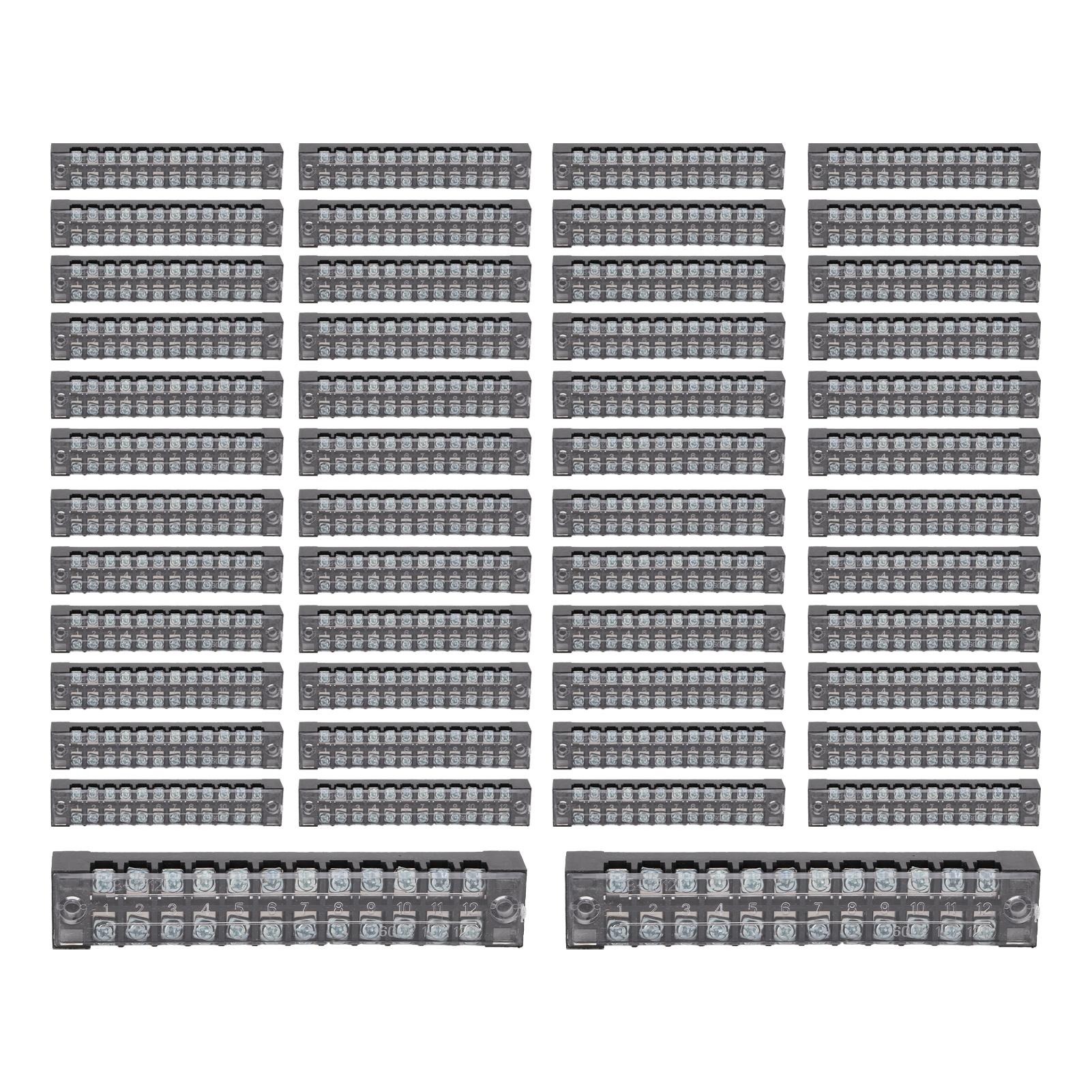 

50 Terminal Blocks 15A 600V 12 Sections Connection Good Electrical Conductivity Wire Connectors for Distribution Box