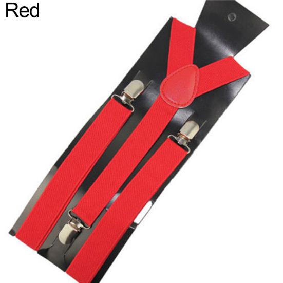 Men'S And Women'S Candy Color Clip Type Elastic Suspenders With Y-Shaped Adjustable Brackets Gifts