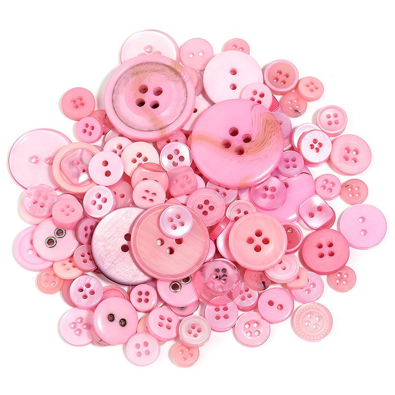 80PCS Resin Round Colored Buttons 2/4-Holes Mixed Buttons Handmade DIY Manual Button Painting Material Clothing Accessories