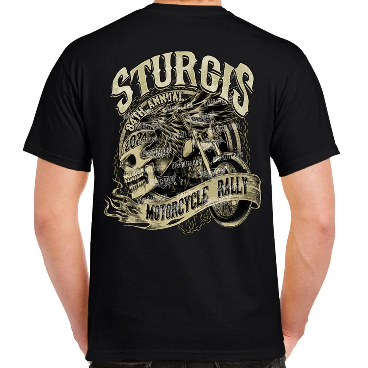 2024 Sturgis Motorcycle Rally Grunge & Chains Skull Wing T-Shirt M