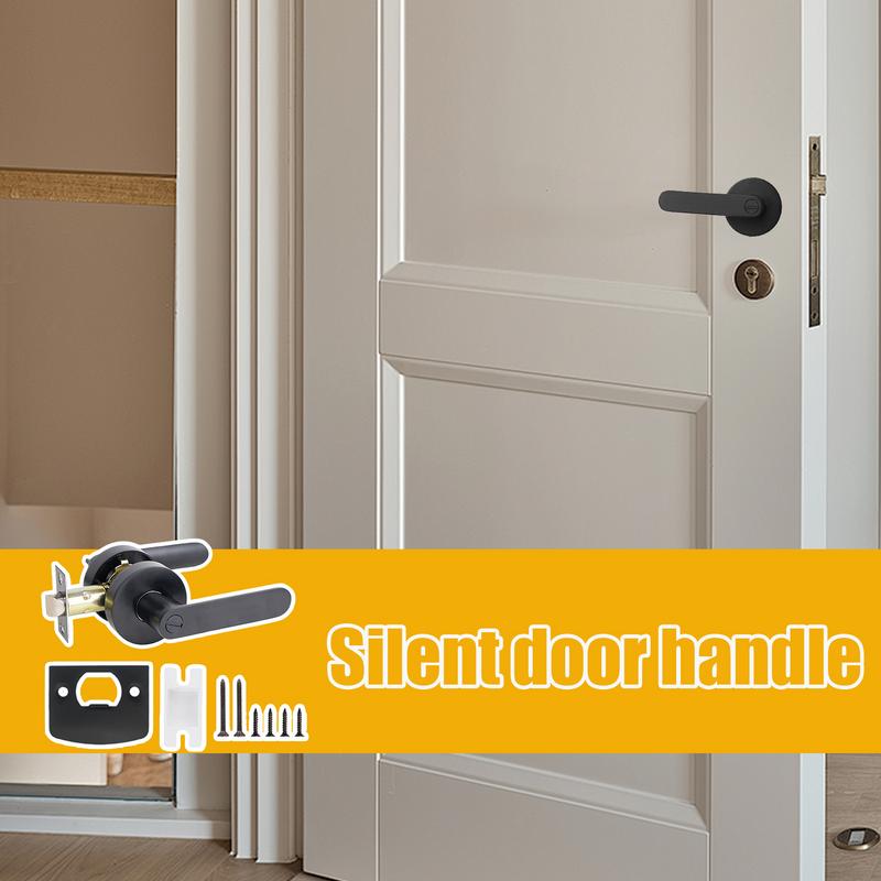 Privacy Door Handle Heavy Duty Black Passage Doorknob Lock Interior Black Flat Door Handles Keyless For Bathroom Bedroom