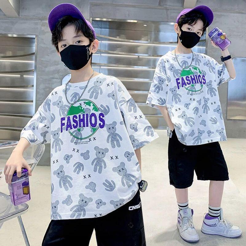 Boys' Short Sleeved T-shirts Children's Summer Clothes Boys' Cool and Handsome Cotton Baby Tops
