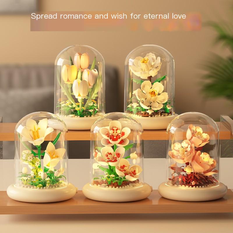 Flower(LED) Building Block Education Toys Romantic Gift For Girl