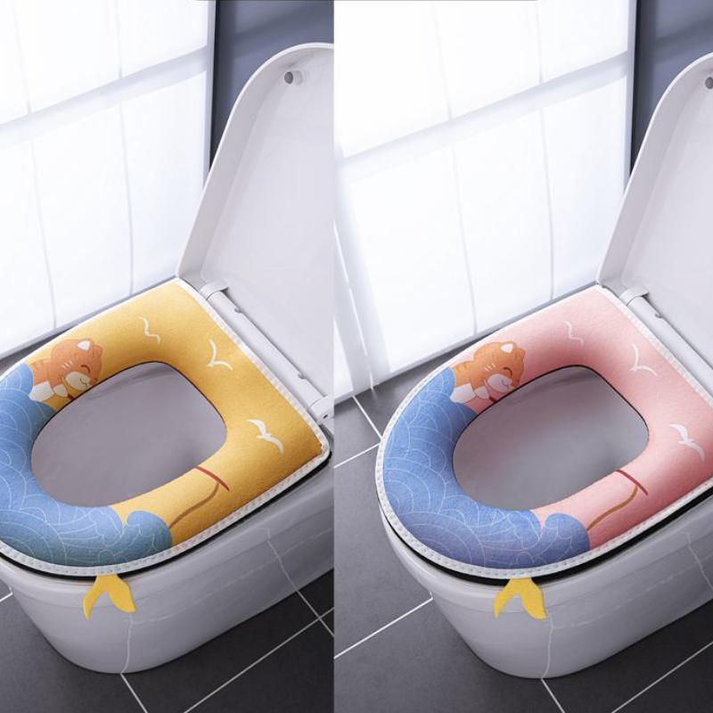 

Подушка для унитаза, бытовая, водонепроницаемая, всесезонная, стирающаяся, накладка на унитаз, застегивающаяся на молнию, утолщенная, теплая, накидка на унитаз розовый/жёлтый