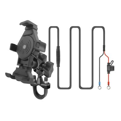 Universal & Motorcycle Phone Holder Secure and  Mount with Wireless Charging Functionality ABS Material