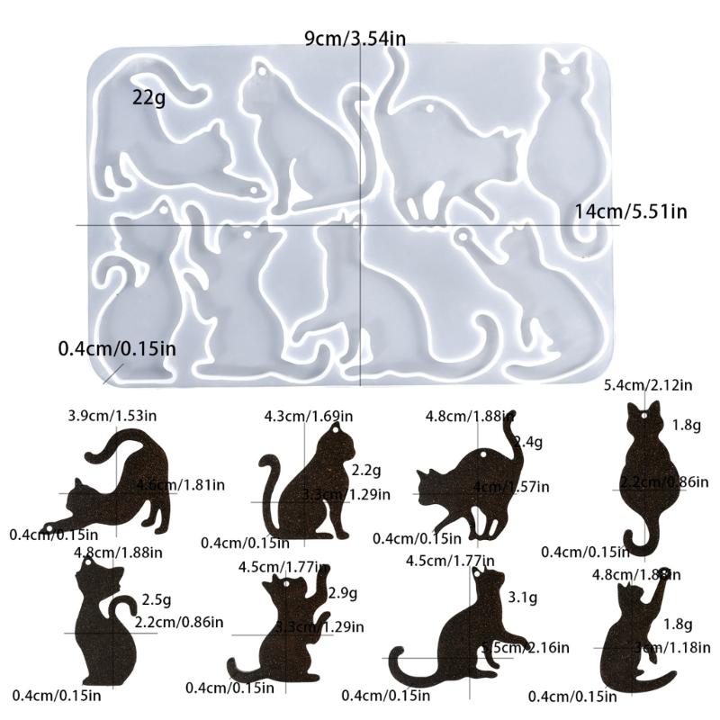 8 Cavity Silicone Mold For Cats Pendants High Transparency And Easy Release Accessory Mold For DIY Jewelry Making