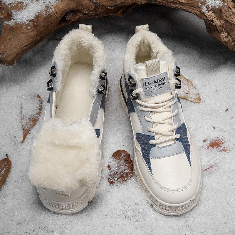 Men's Shoes Autumn and Winter New Velvet Martin Boots Men's Trendy Fashion Thick-soled High-top Leather Boots Work Overalls Boots