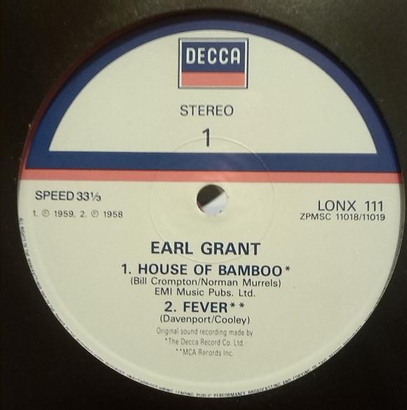 

12inch Record EARL GRANT / JIMMY SMITH / WALTER W - The House Of Bamboo EP LONX111 Decca 1986 UK Latin Used