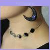 Gothic Moon Phase Necklace With Zinc Alloy Pendant For Night Parties