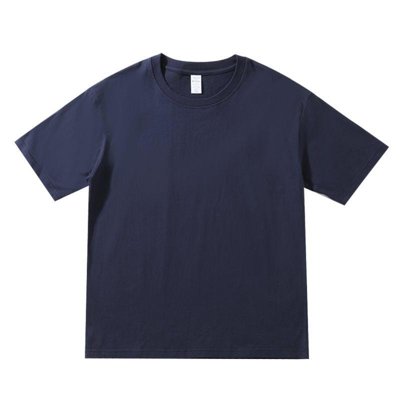 Combed Cotton Multi-color Round Neck Drop Shoulder Heavyweight Short Sleeve T-shirt - Trendy Casual Hong Kong Style