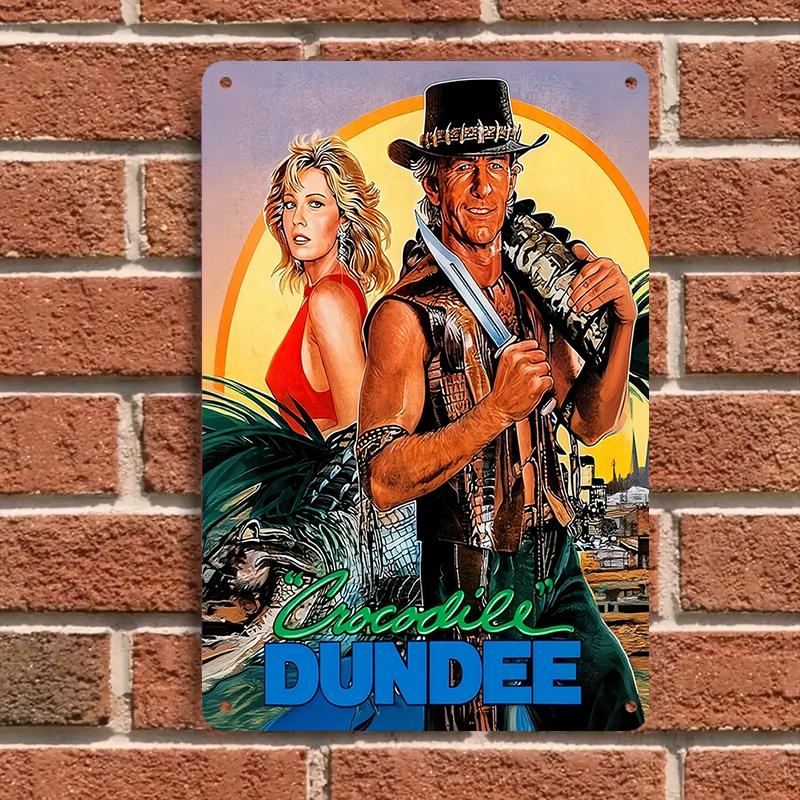 

1PC 2D flat Classic Crocodile Dundee Movie Poster Tin Drawing Retro Nostalgic Home Bar Decoration Wall Painting Metal Material D (as the picture,20x30cm)