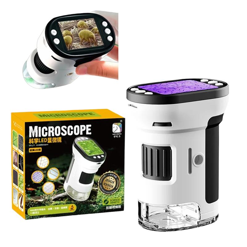 Kinder Mikroskop Biologisches Set 1000X Vergrößerung 200 Megapixel Mit LED Foto Video Funktion Pädagogisches Spielzeug Wissenschaft Für Kinder
