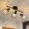 Ceiling Spotlight - NETTLIFE - 3 Adjustable Lights - E14 - Crystal Lampshade - Black