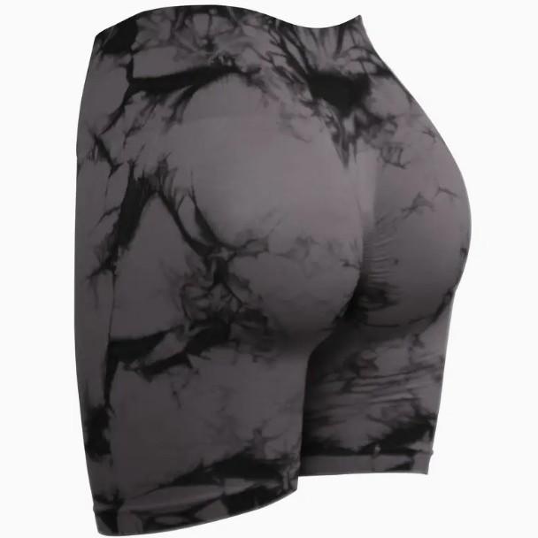 European & American Tie-Dye High-Waist Quick-Dry Yoga Shorts: Seamless, Elastic, Hip-Lifting, Fitness-Ready